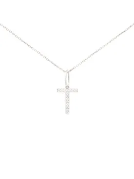 0.15ct Diamond 18K Gold Letter T Pendant