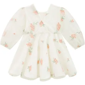 13527E Off White Pink flower Dress
