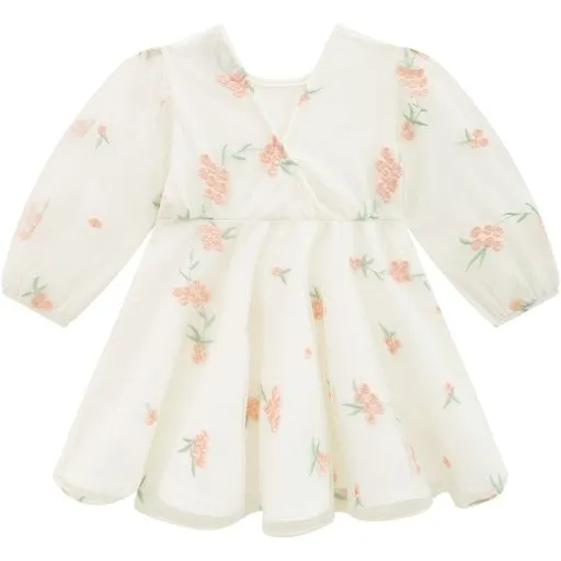 13527E Off White Pink flower Dress