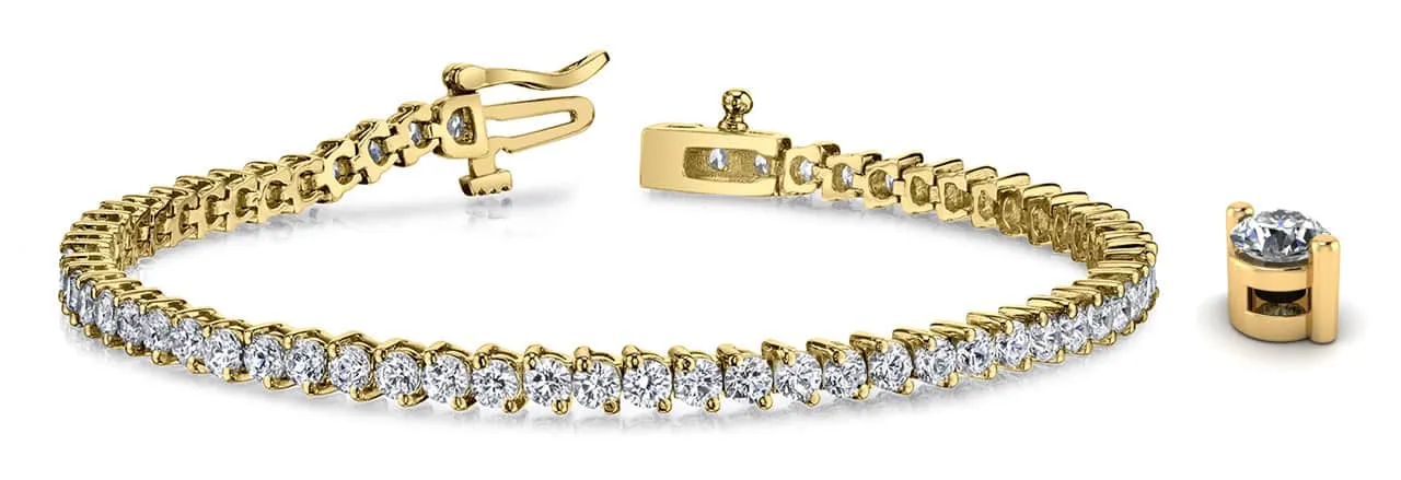 2 Prong Set Round Lab-Grown Diamond Tennis Bracelet with 4.14 ct.(finished) 2.5mm