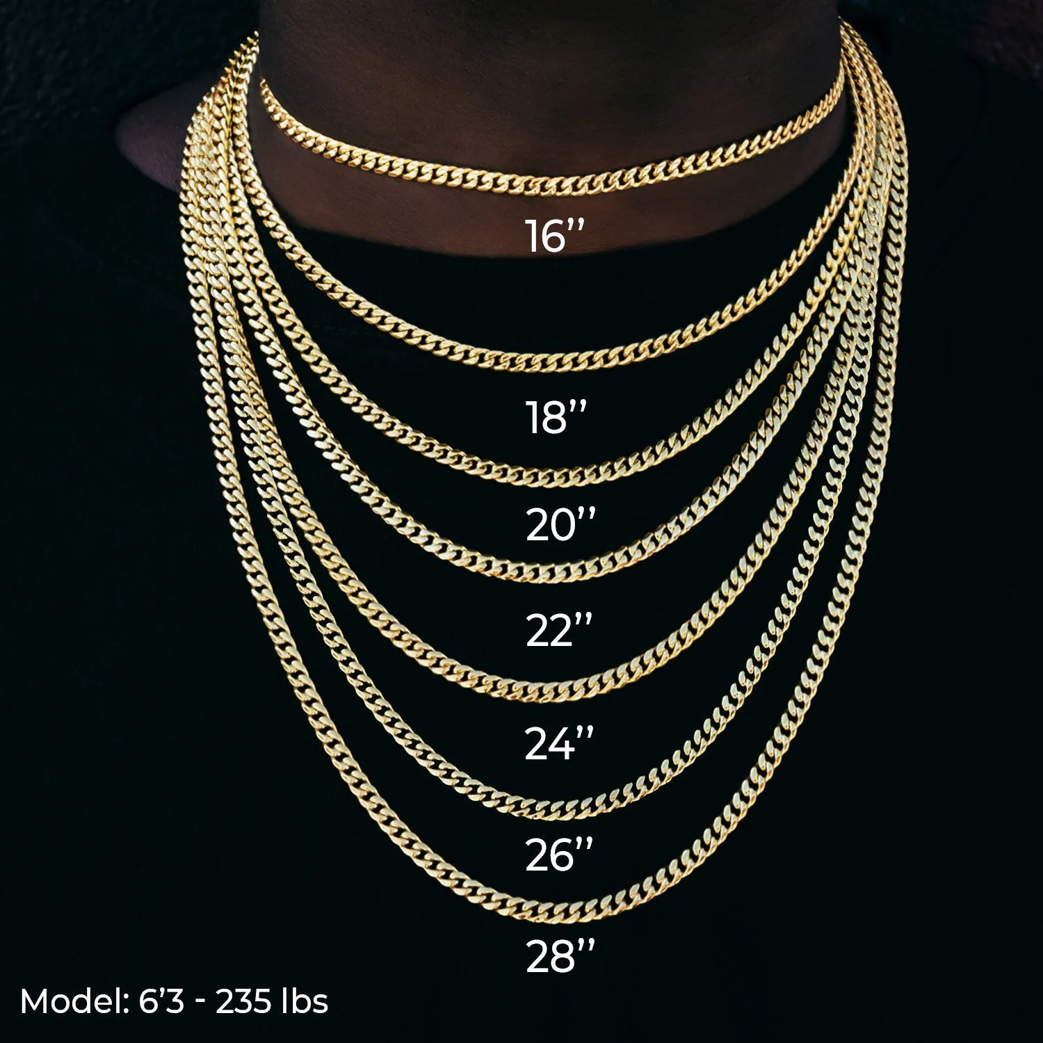 3 Prong Tennis Chain in White Gold