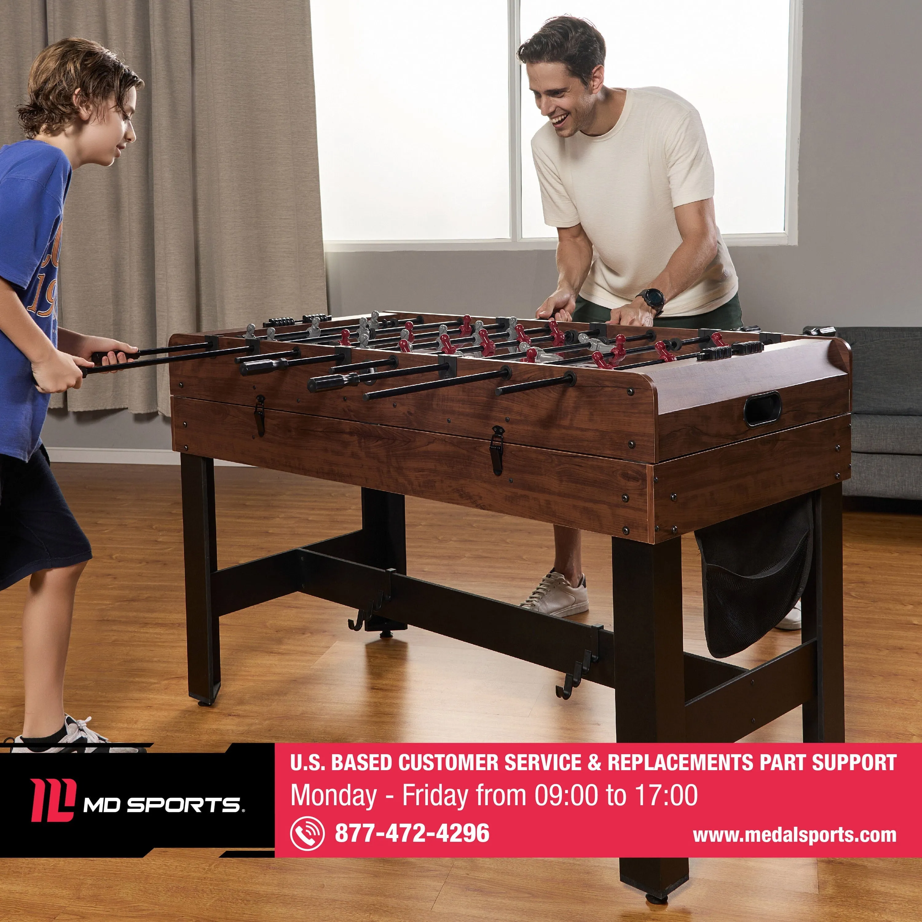 54" 4-in-1 Multi Game, Pool Table, Table Tennis Pong Table, Air Hockey, Foosball, by MD Sports