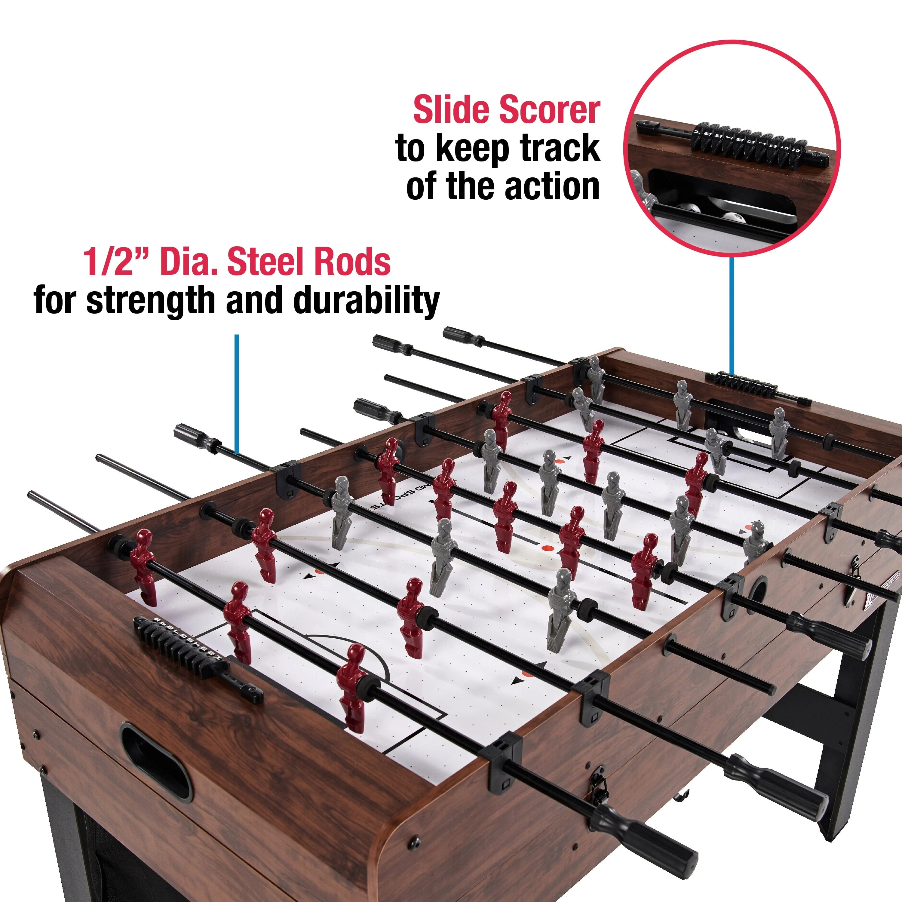 54" 4-in-1 Multi Game, Pool Table, Table Tennis Pong Table, Air Hockey, Foosball, by MD Sports