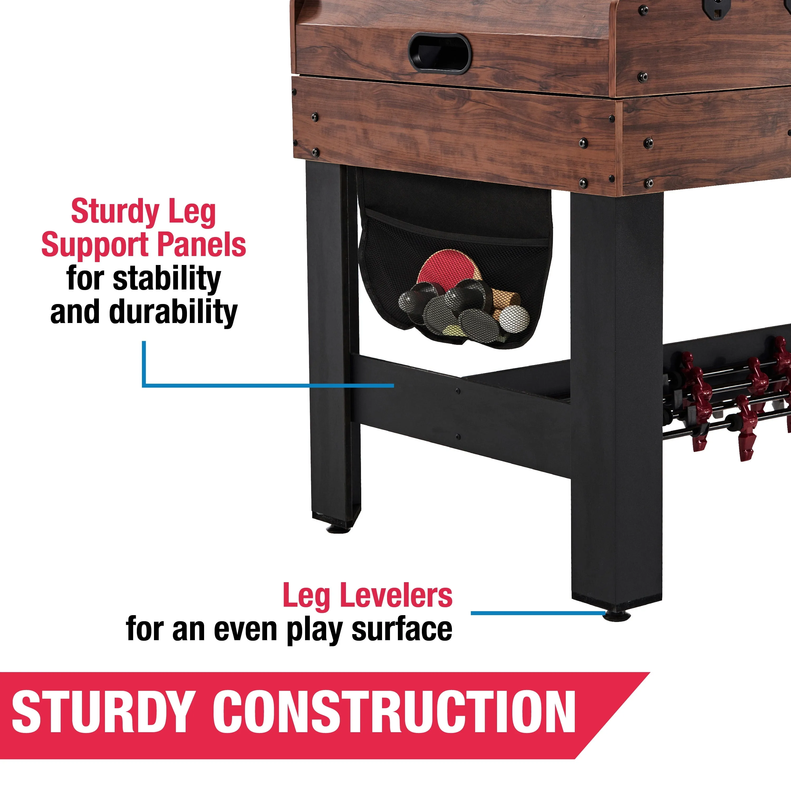 54" 4-in-1 Multi Game, Pool Table, Table Tennis Pong Table, Air Hockey, Foosball, by MD Sports