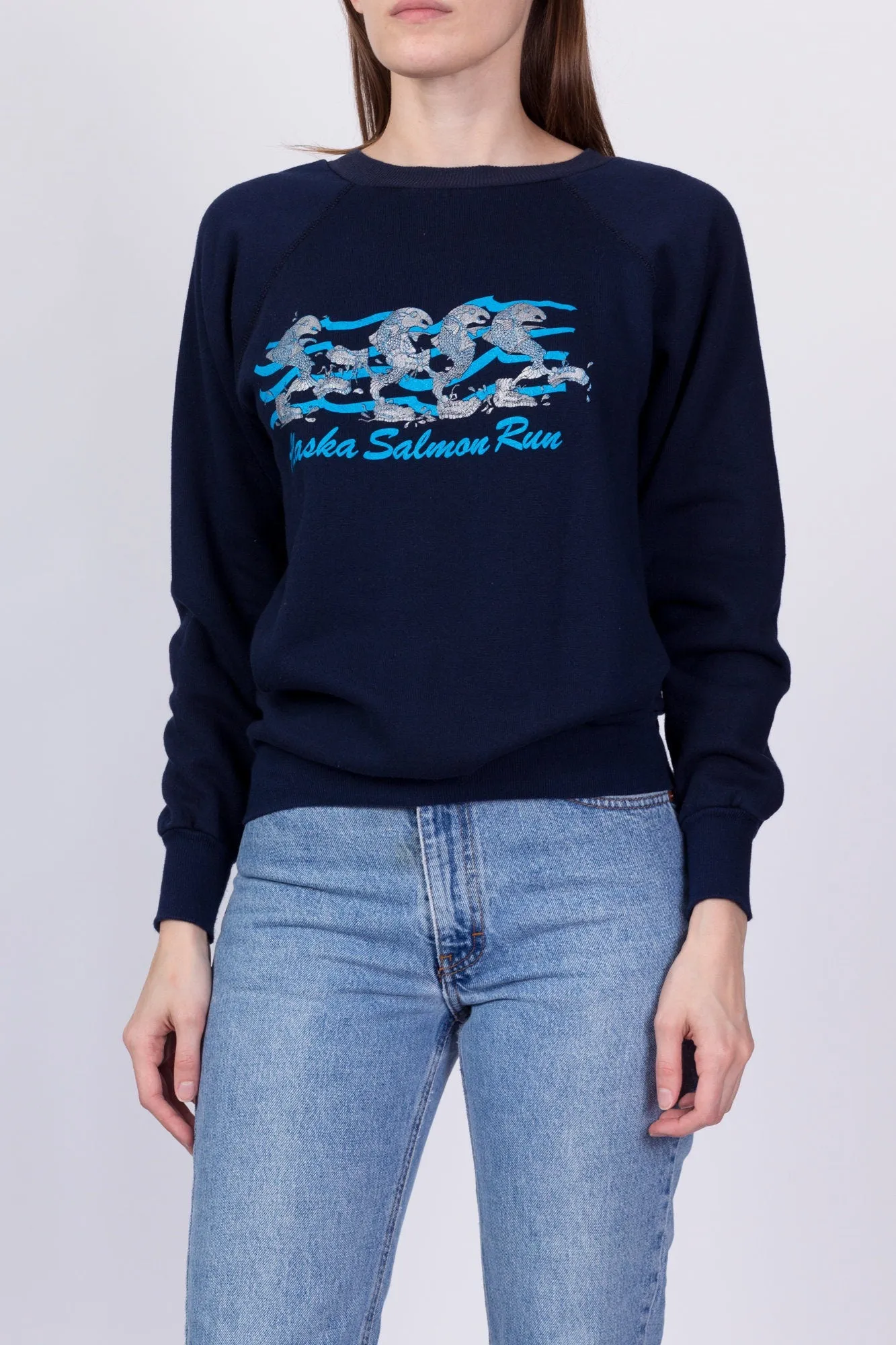 80s Alaska Salmon Run Sweatshirt - Men's XS, Women's Small