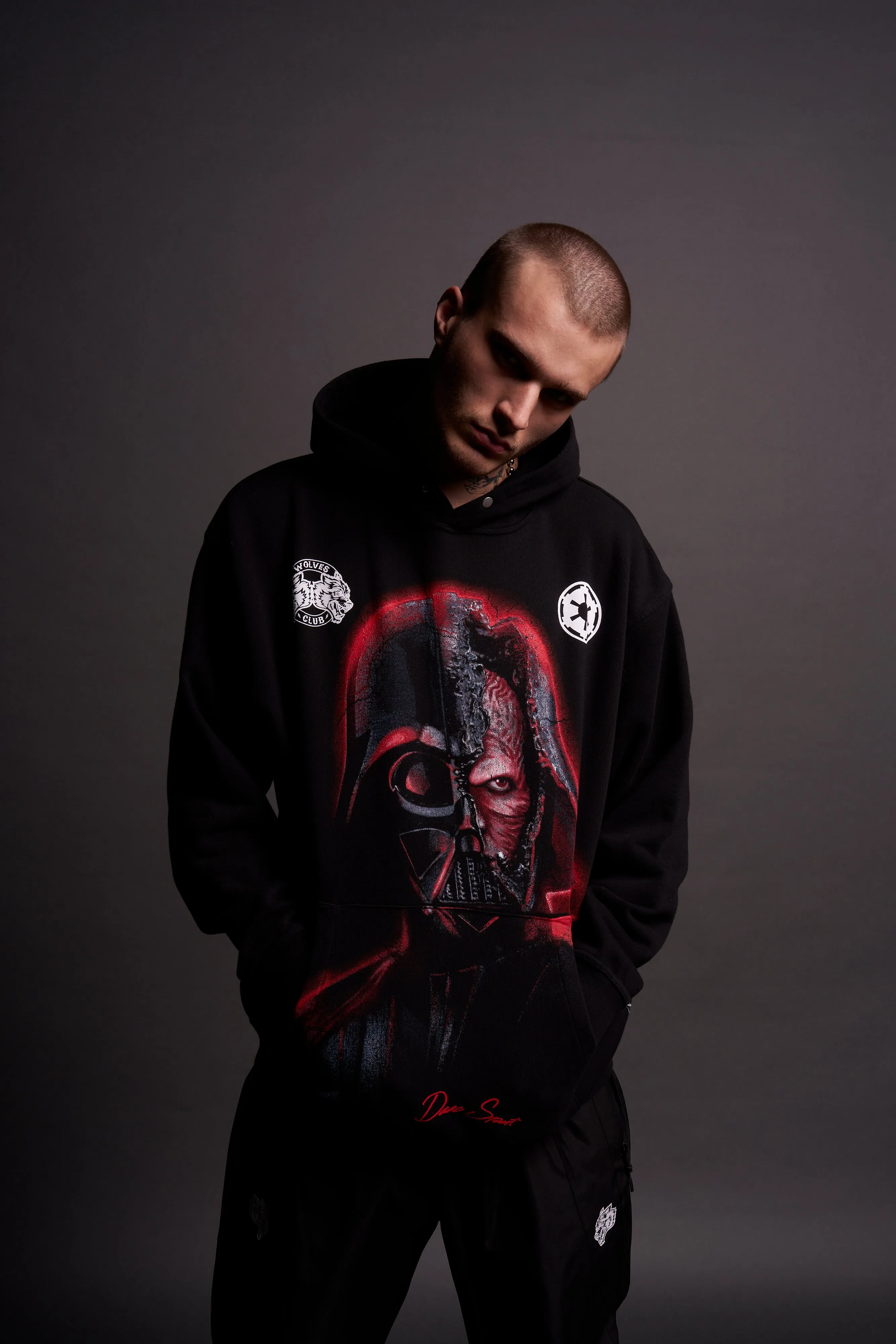 Broken "Side-By-Side" Pierce Hoodie in Black