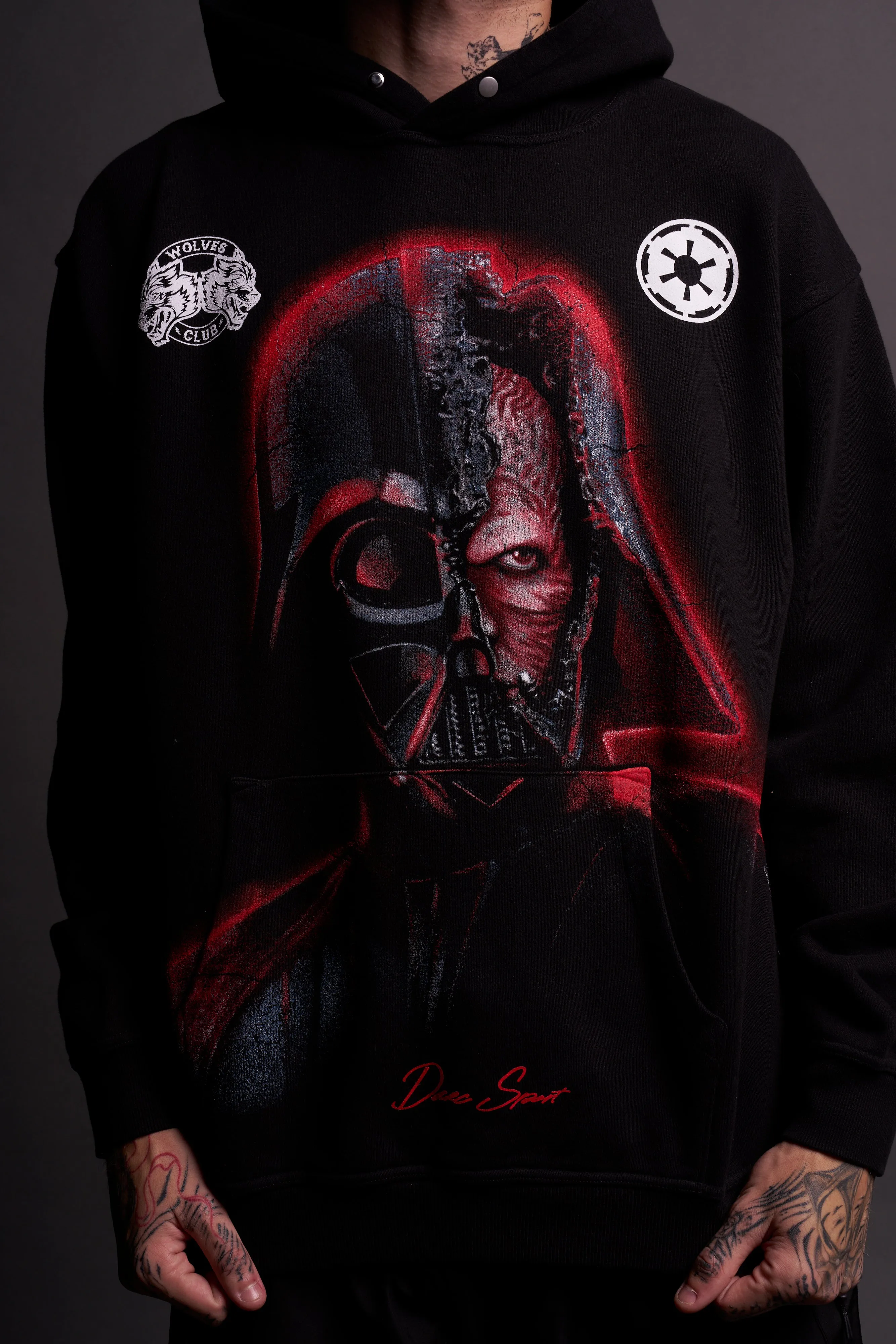 Broken "Side-By-Side" Pierce Hoodie in Black
