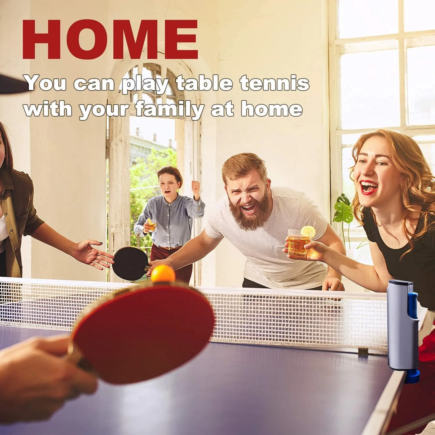 Filet de ping-pong rtractable Sportout avec support - Parfait pour table de ping-pong, bureau, cuisine - Fitnessterapy