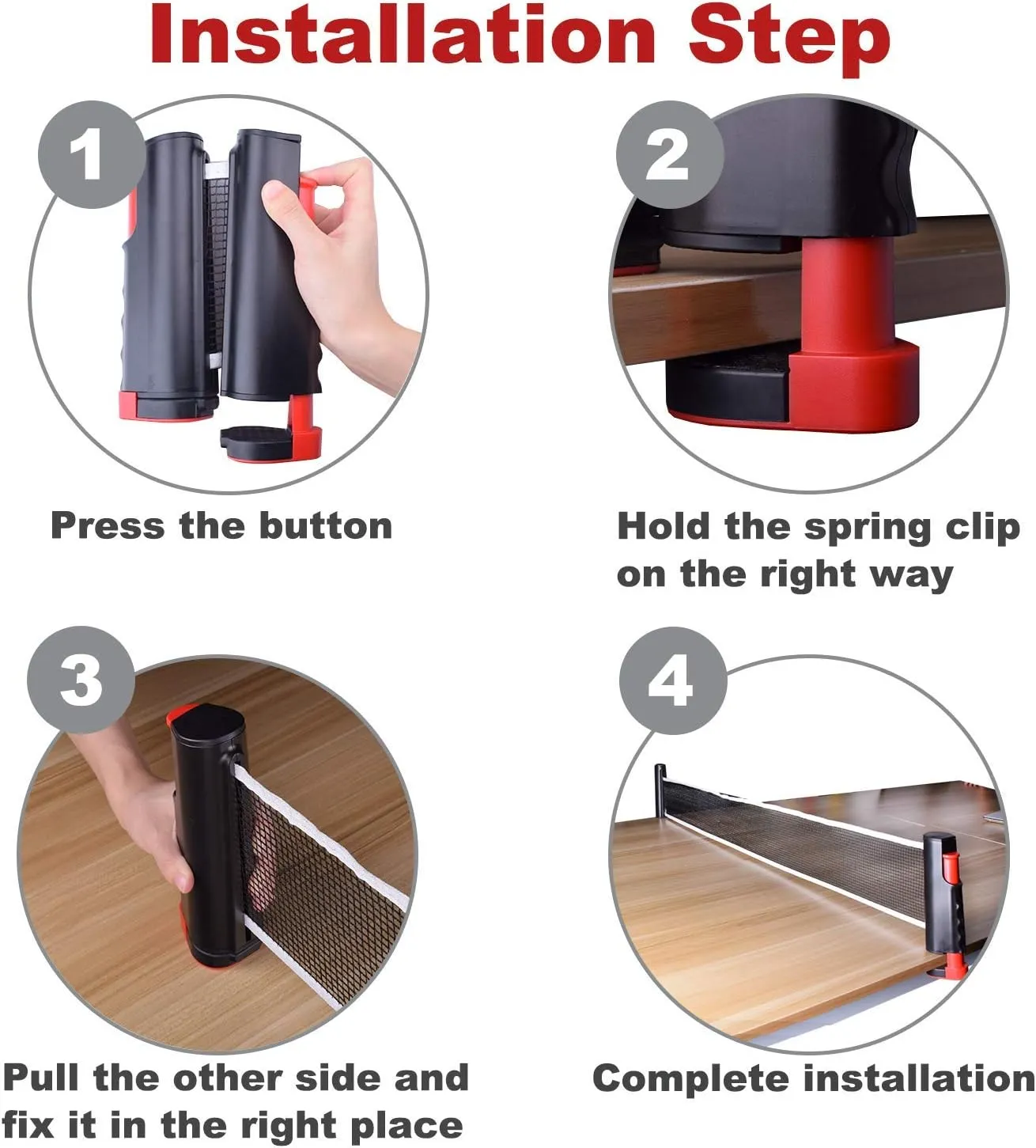 Filet de ping-pong rtractable Sportout avec support - Parfait pour table de ping-pong, bureau, cuisine - Fitnessterapy