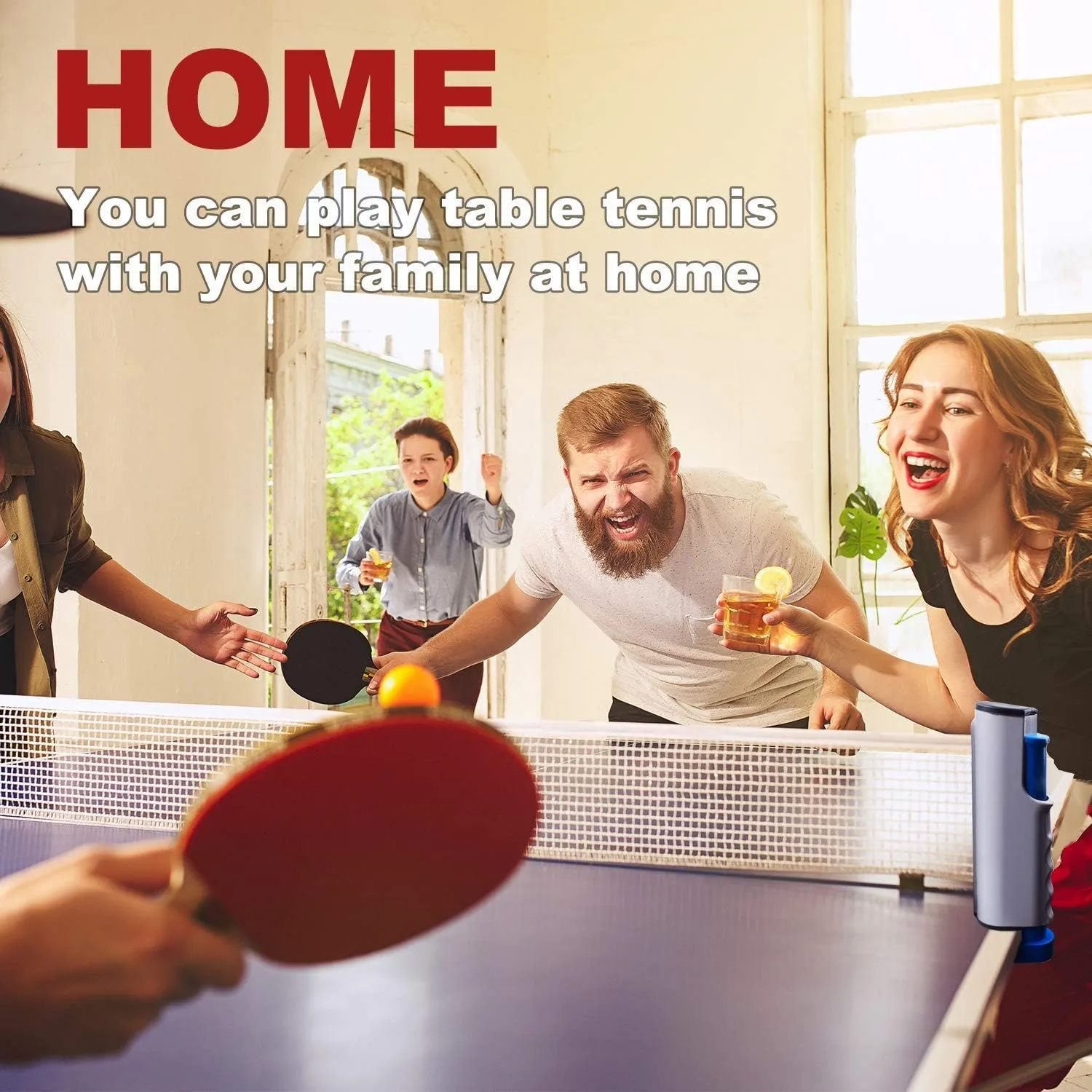 Filet de ping-pong rtractable Sportout avec support - Parfait pour table de ping-pong, bureau, cuisine - Fitnessterapy