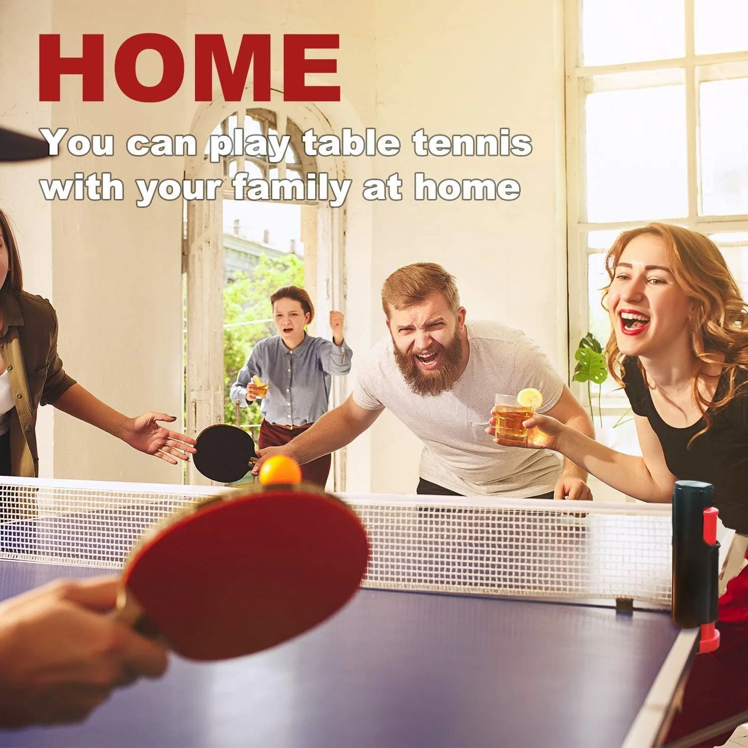 Filet de ping-pong rtractable Sportout avec support - Parfait pour table de ping-pong, bureau, cuisine - Fitnessterapy