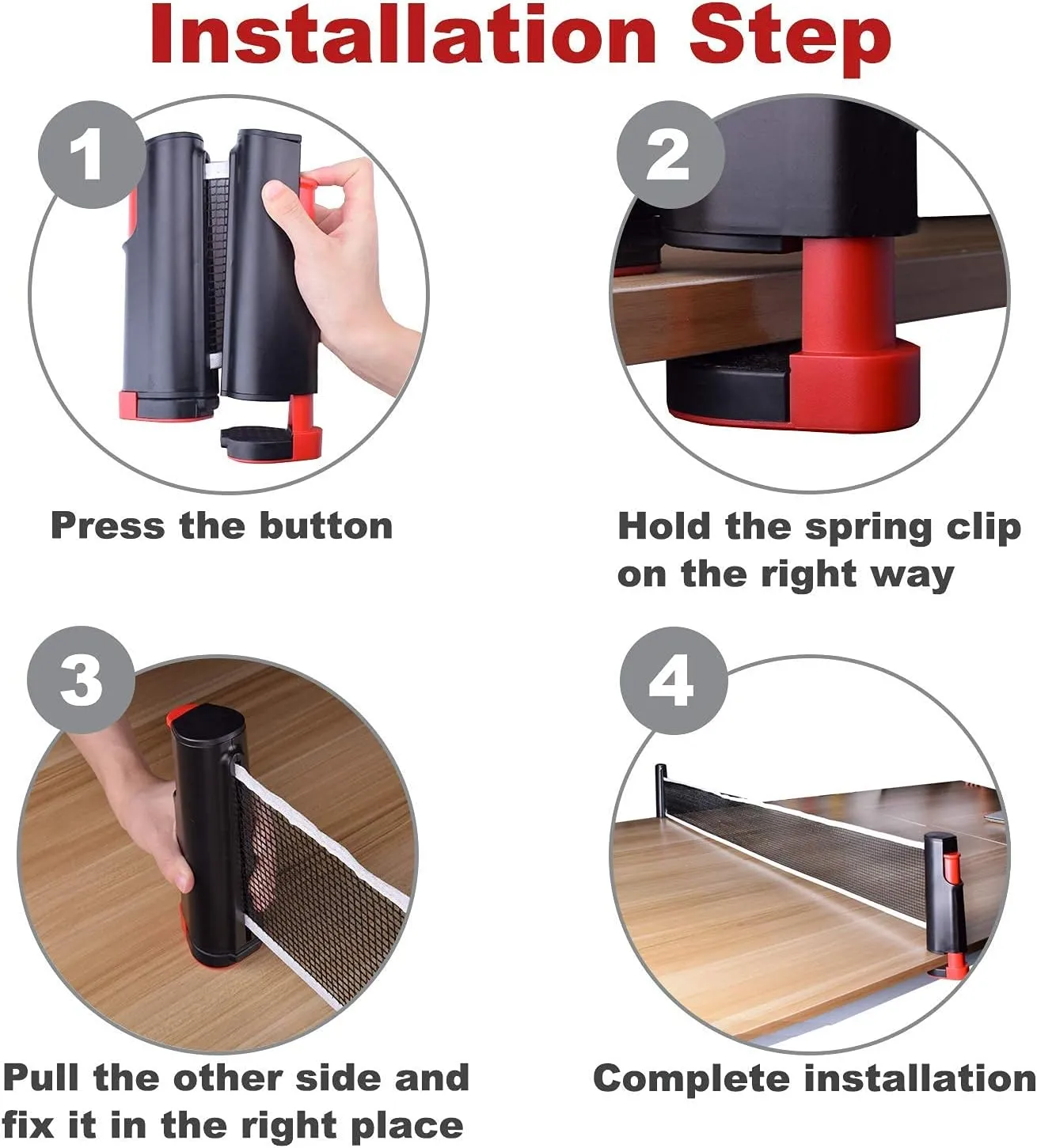 Filet de ping-pong rtractable Sportout avec support - Parfait pour table de ping-pong, bureau, cuisine - Fitnessterapy