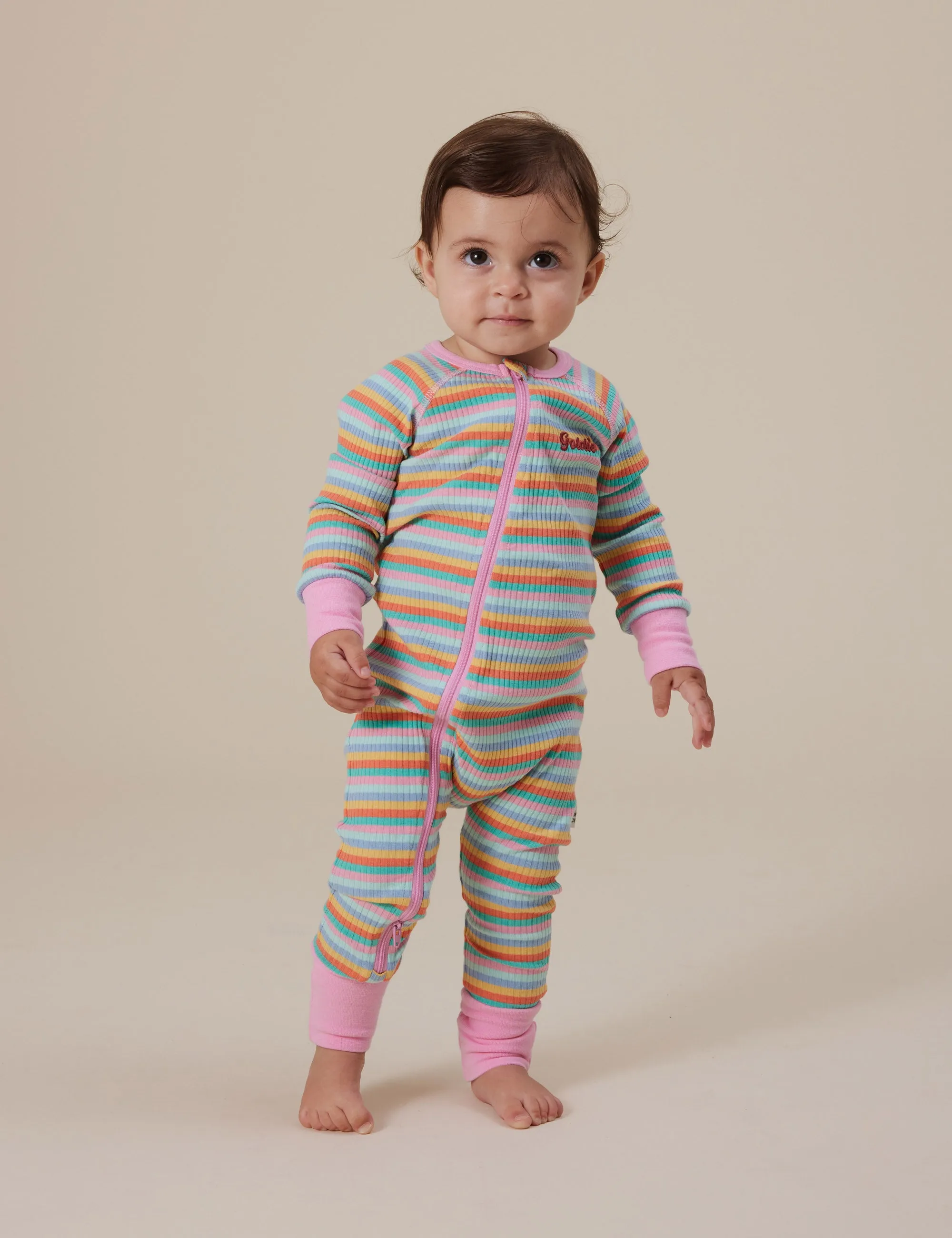 Goldie   Ace Candy Stripe Rib Zipsuit