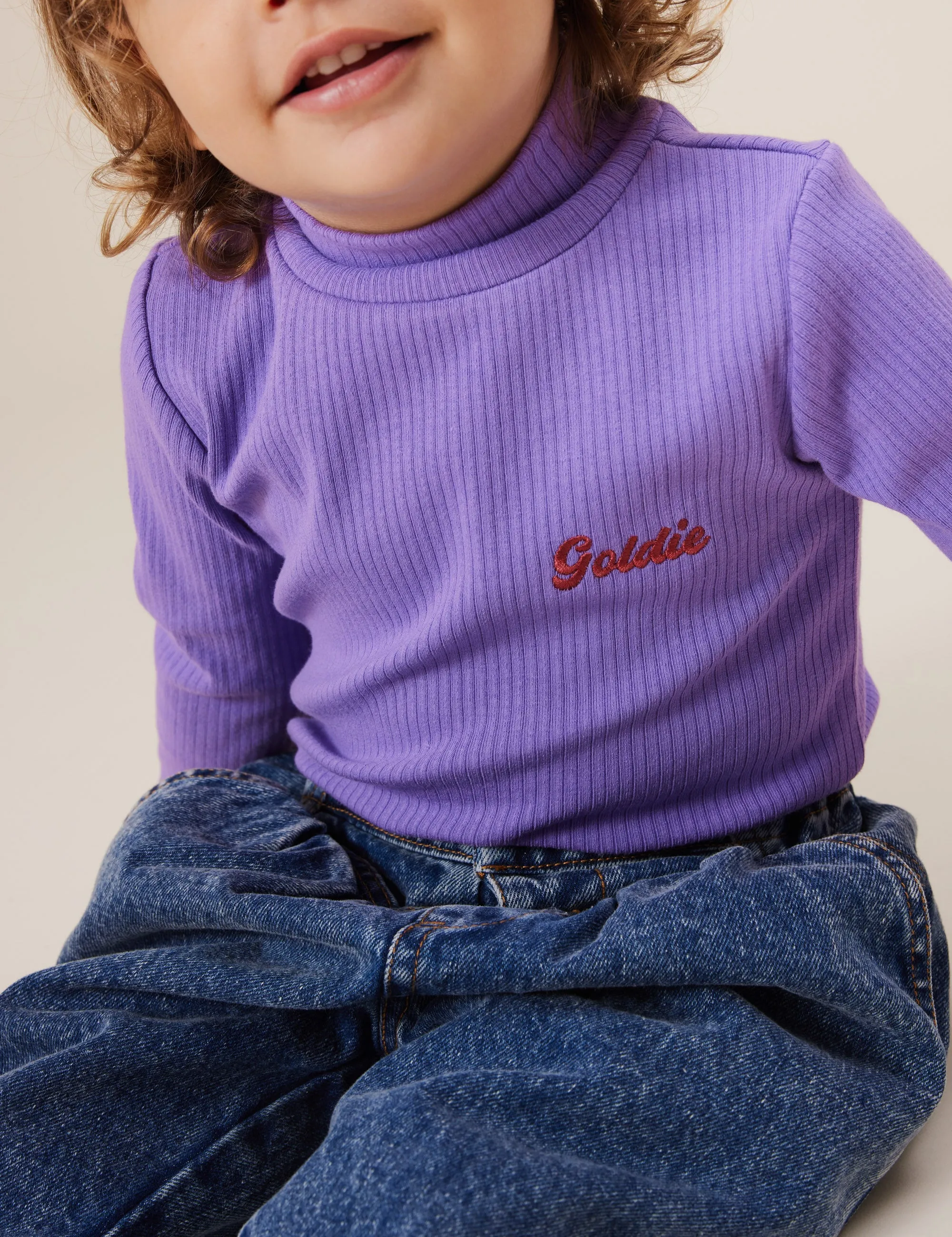 Goldie   Ace Embroidered Rib Skivvy Grape
