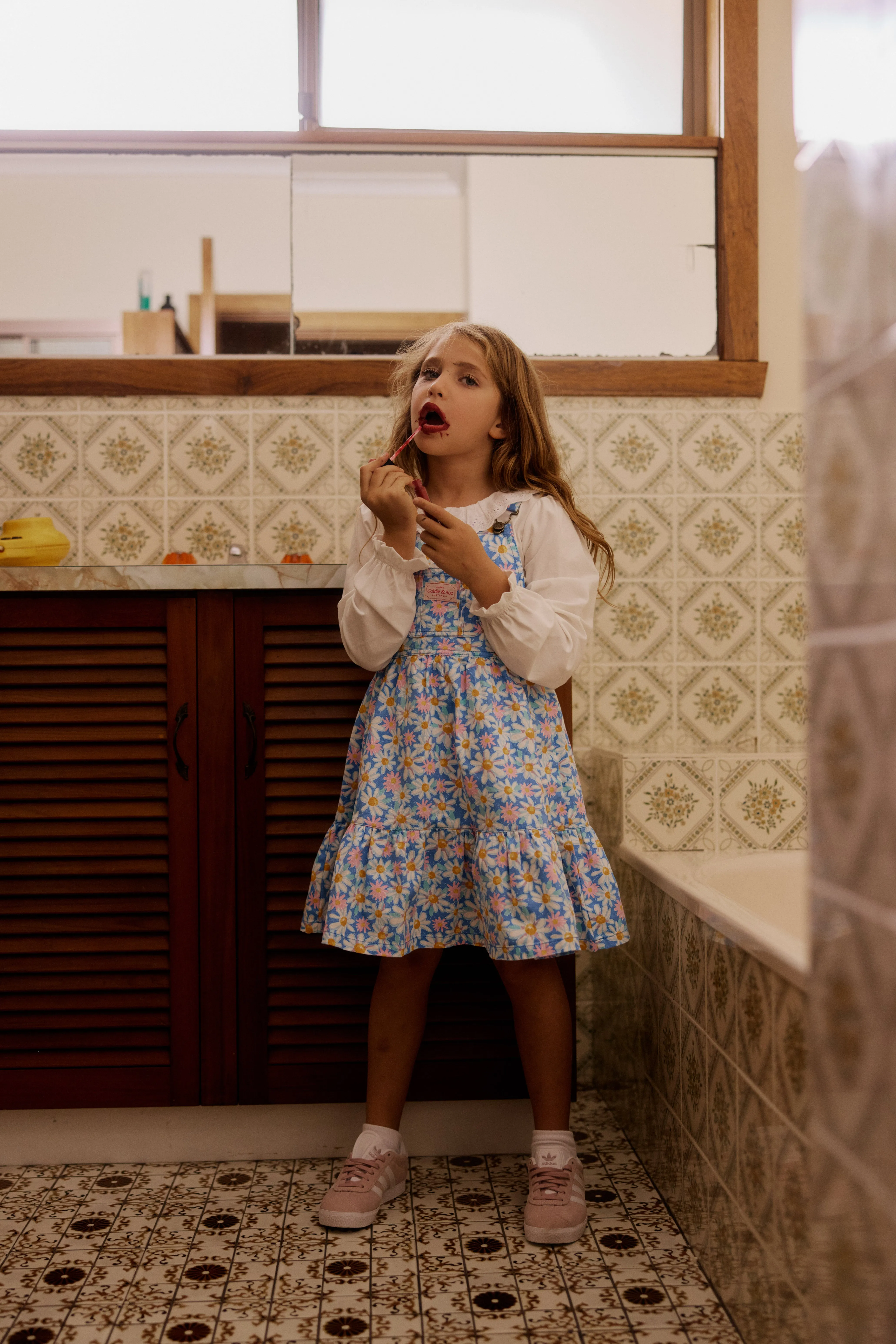 Goldie   Ace Tully Tiered Pinafore Dress Seaside Daisy