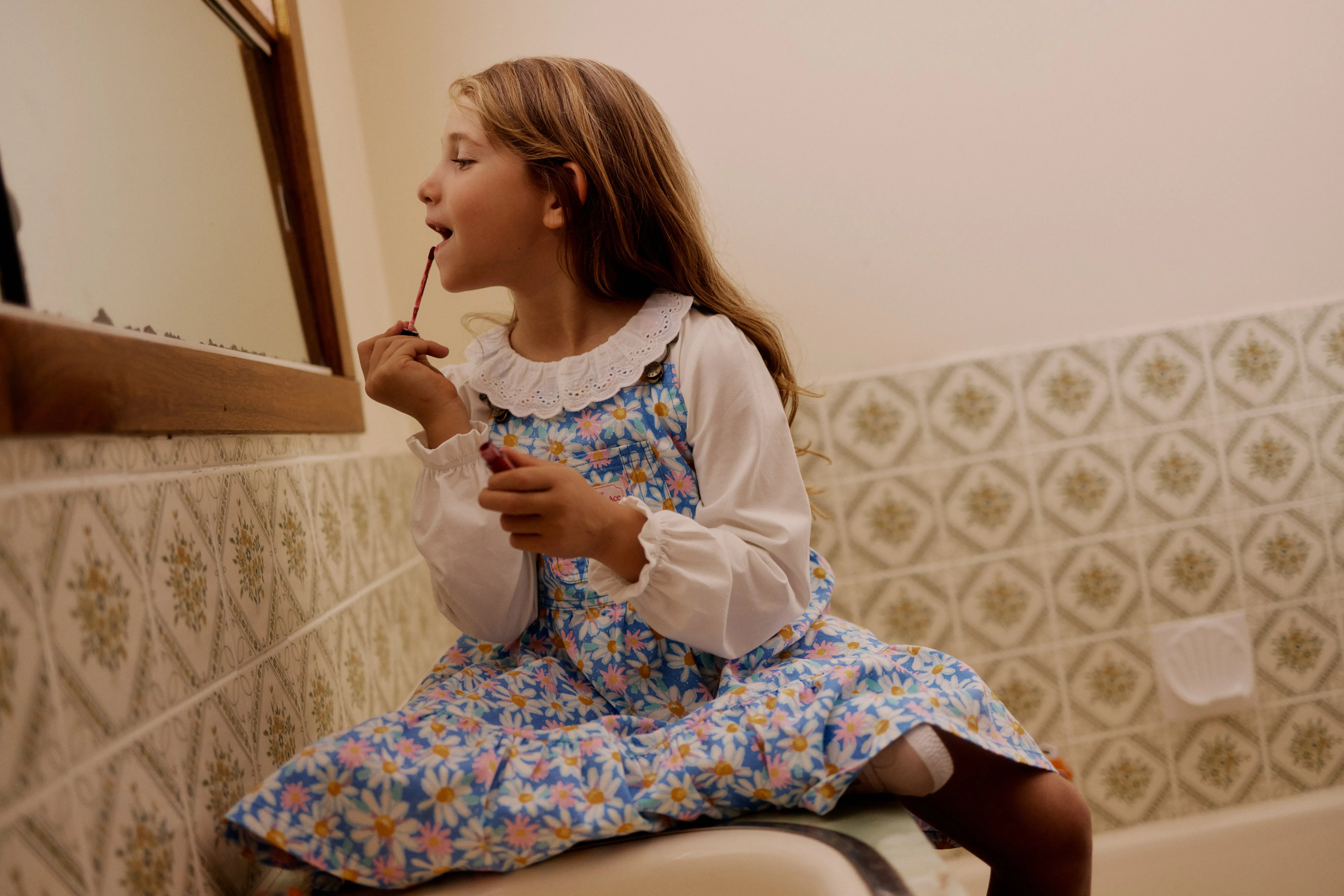 Goldie   Ace Tully Tiered Pinafore Dress Seaside Daisy