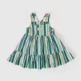 Goldie   Ace Tully Tiered Pinafore Dress Stripe Evergreen Stripe