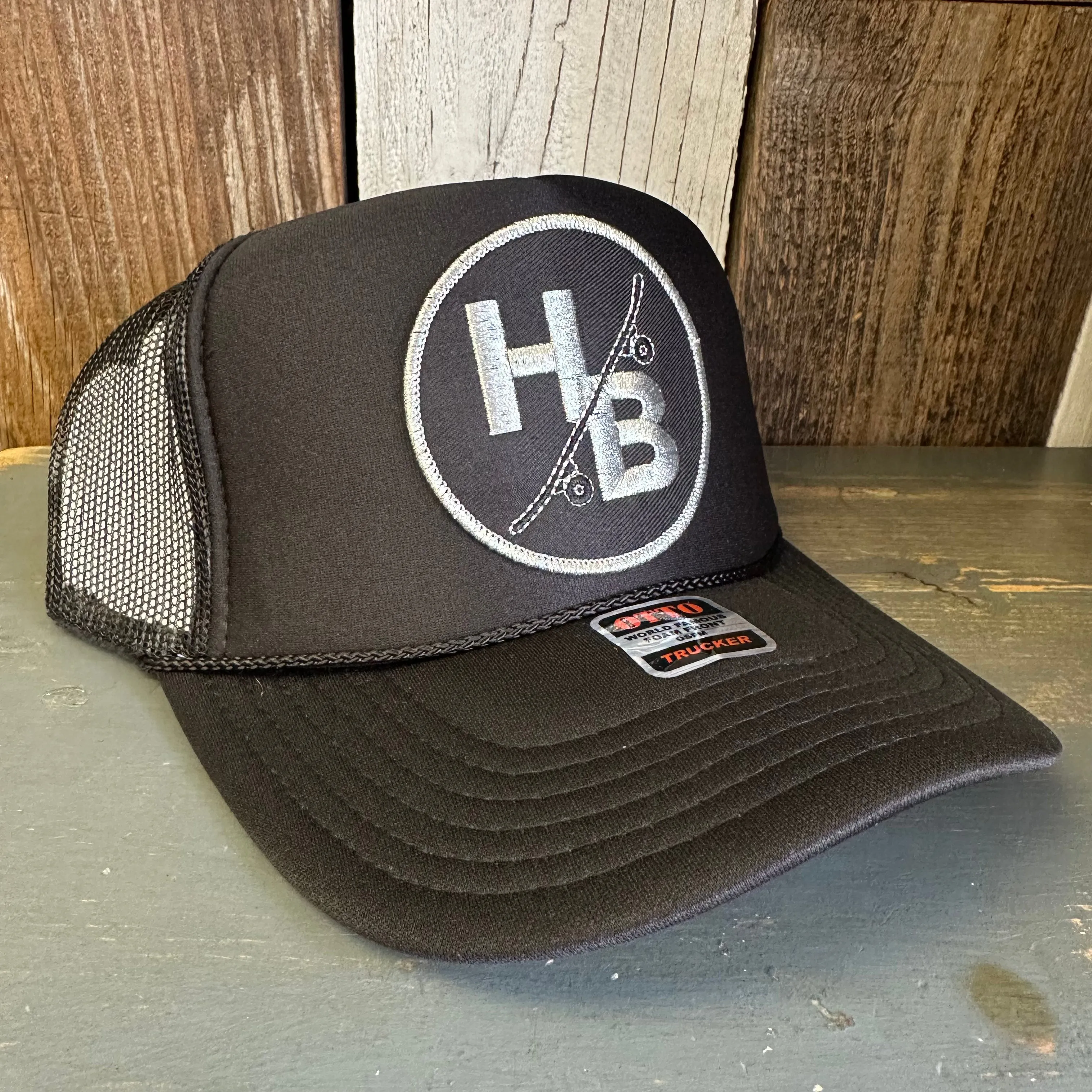 Hermosa Beach SKATEBOARDING WAS NEVER A CRIME High Crown Trucker Hat - Black (Curved Brim)