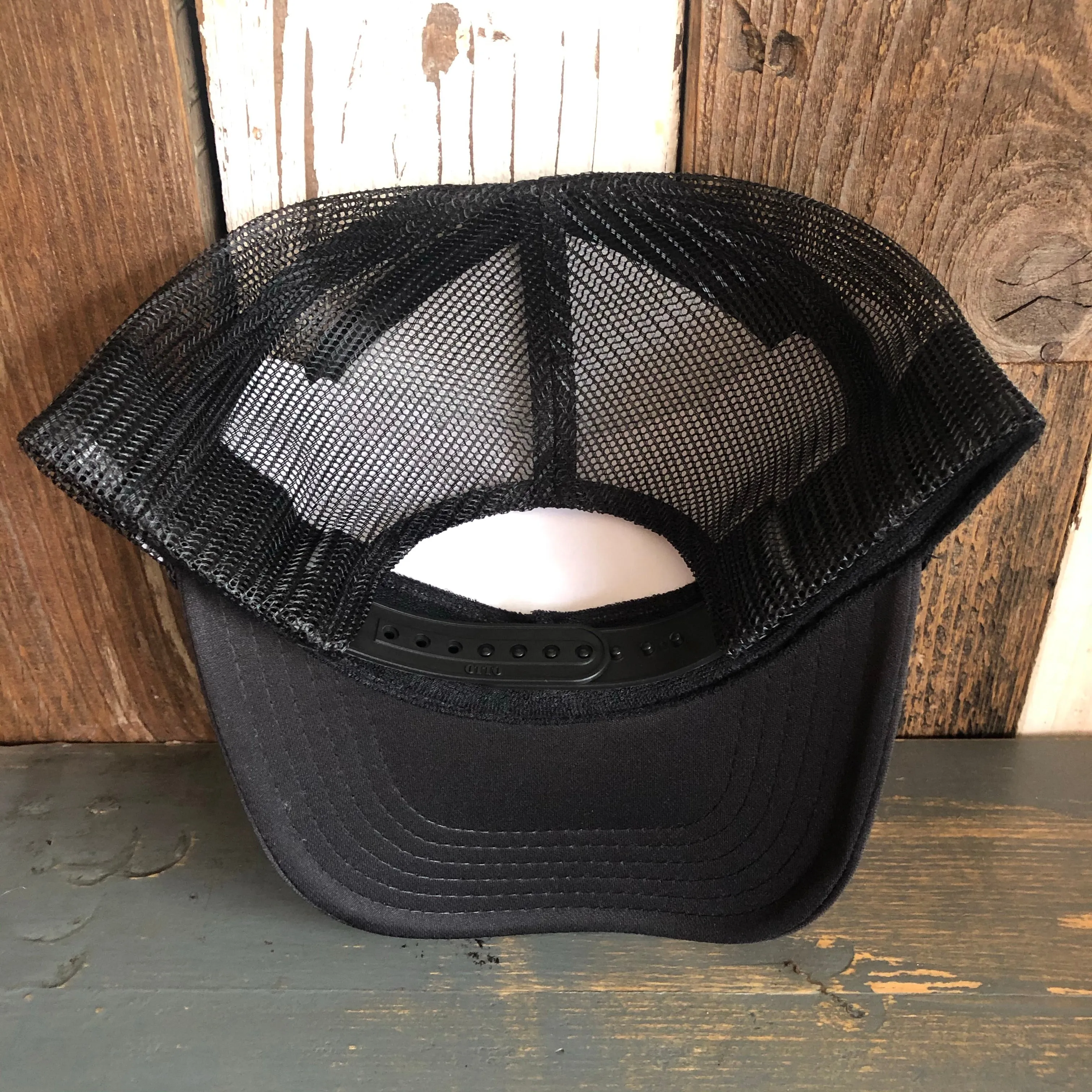 Hermosa Beach SKATEBOARDING WAS NEVER A CRIME High Crown Trucker Hat - Black (Curved Brim)