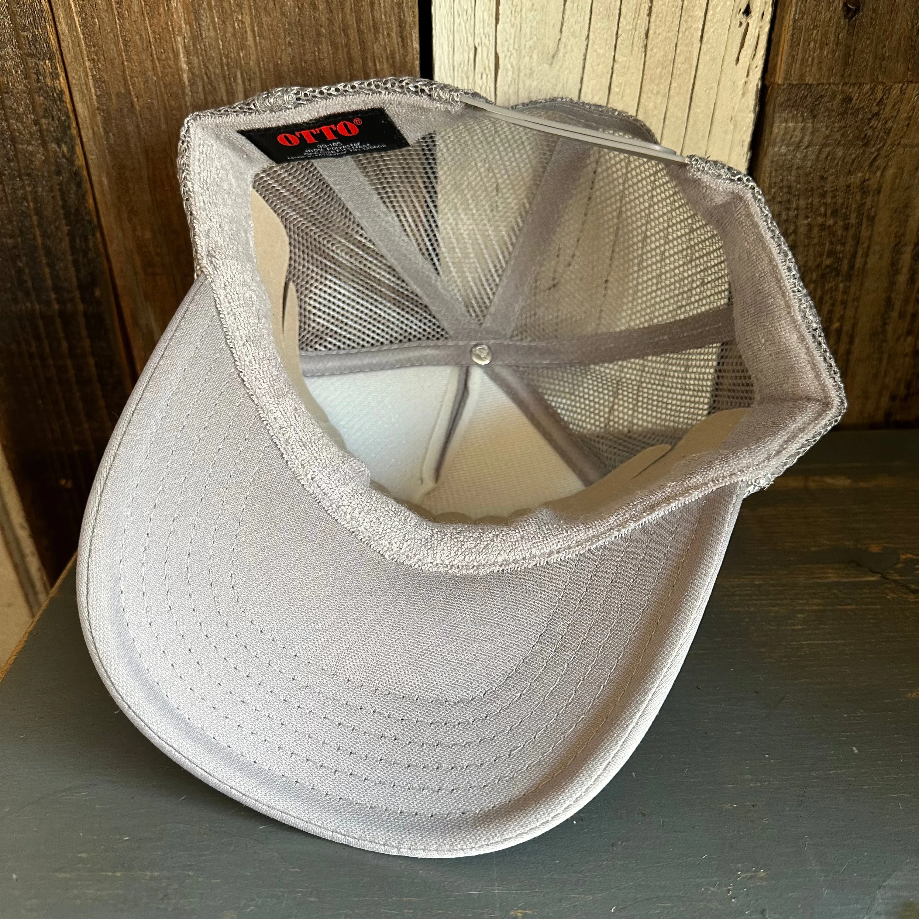Hermosa Beach SKATEBOARDING WAS NEVER A CRIME High Crown Trucker Hat - Grey (Curved Brim)