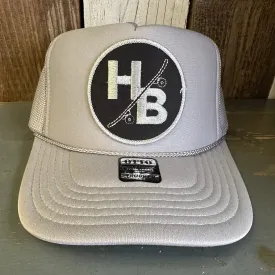 Hermosa Beach SKATEBOARDING WAS NEVER A CRIME High Crown Trucker Hat - Grey (Curved Brim)