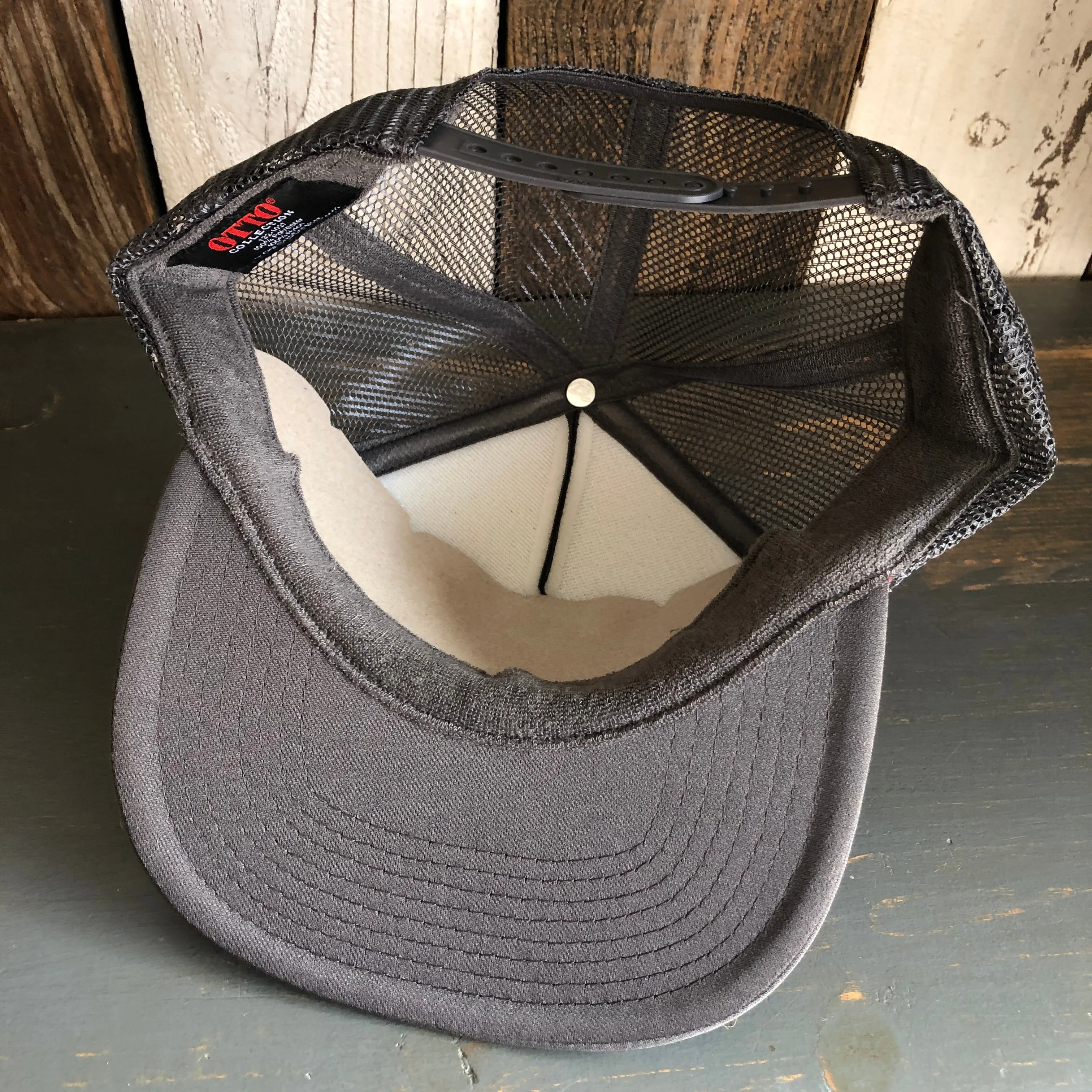 Hermosa Beach SO PITTED! :: HB SURFBOARD Trucker Hat - Charcoal Grey (Flat Brim)