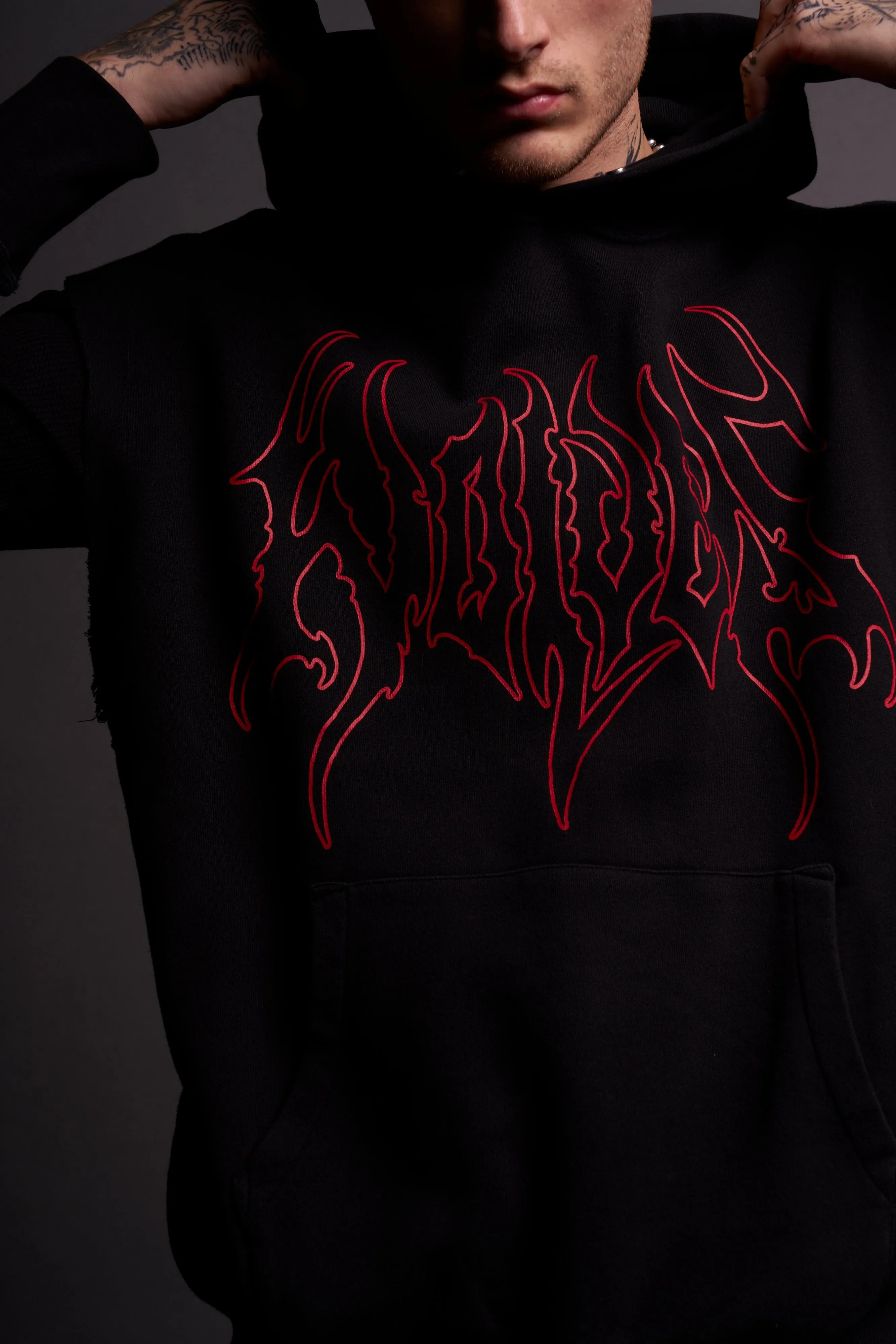 Hesh Forever "Pierce" Cap Sleeve Hoodie in Black