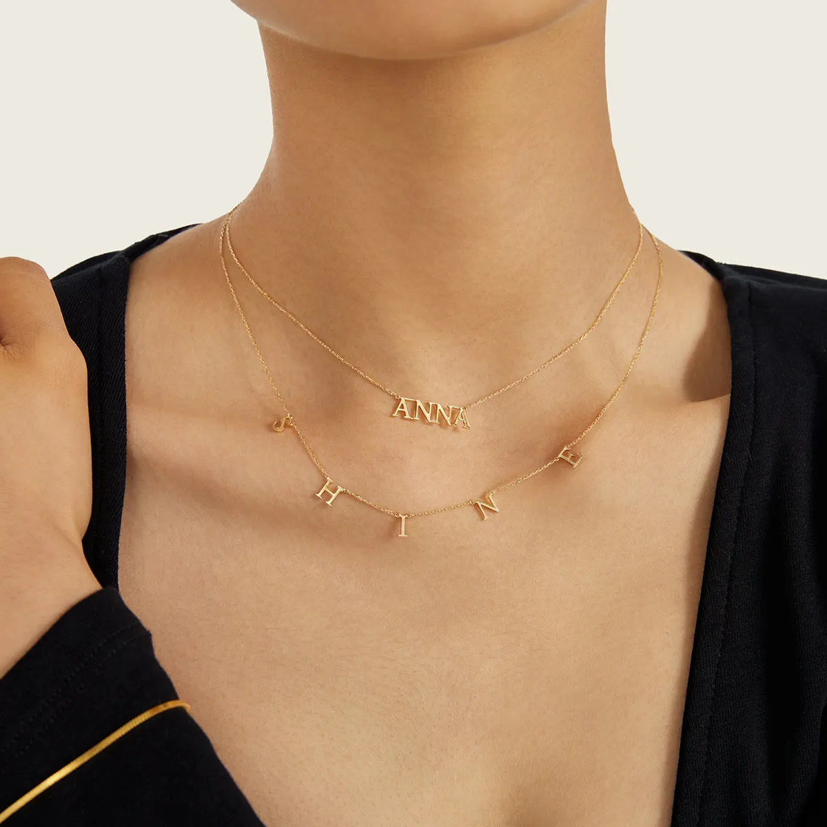 Moment - Personalise Letters Necklace-Brand Font （Thicken）