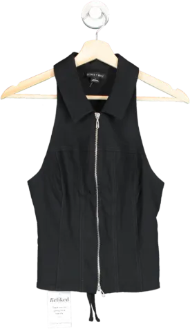Silence   Noise Black Sleeveless Zip-Up Top S