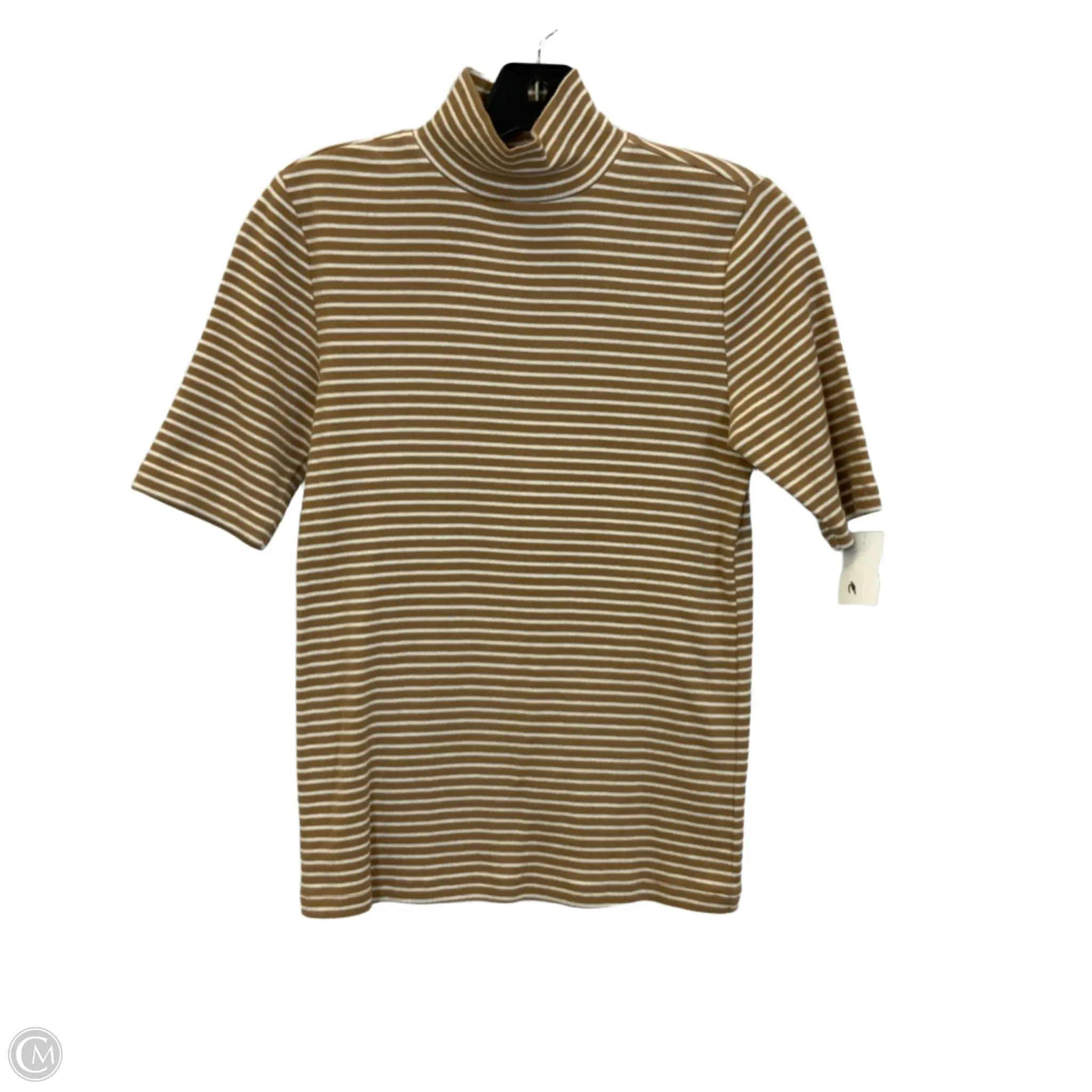 Top Short Sleeve Basic By Loft In Tan & White, Size: S