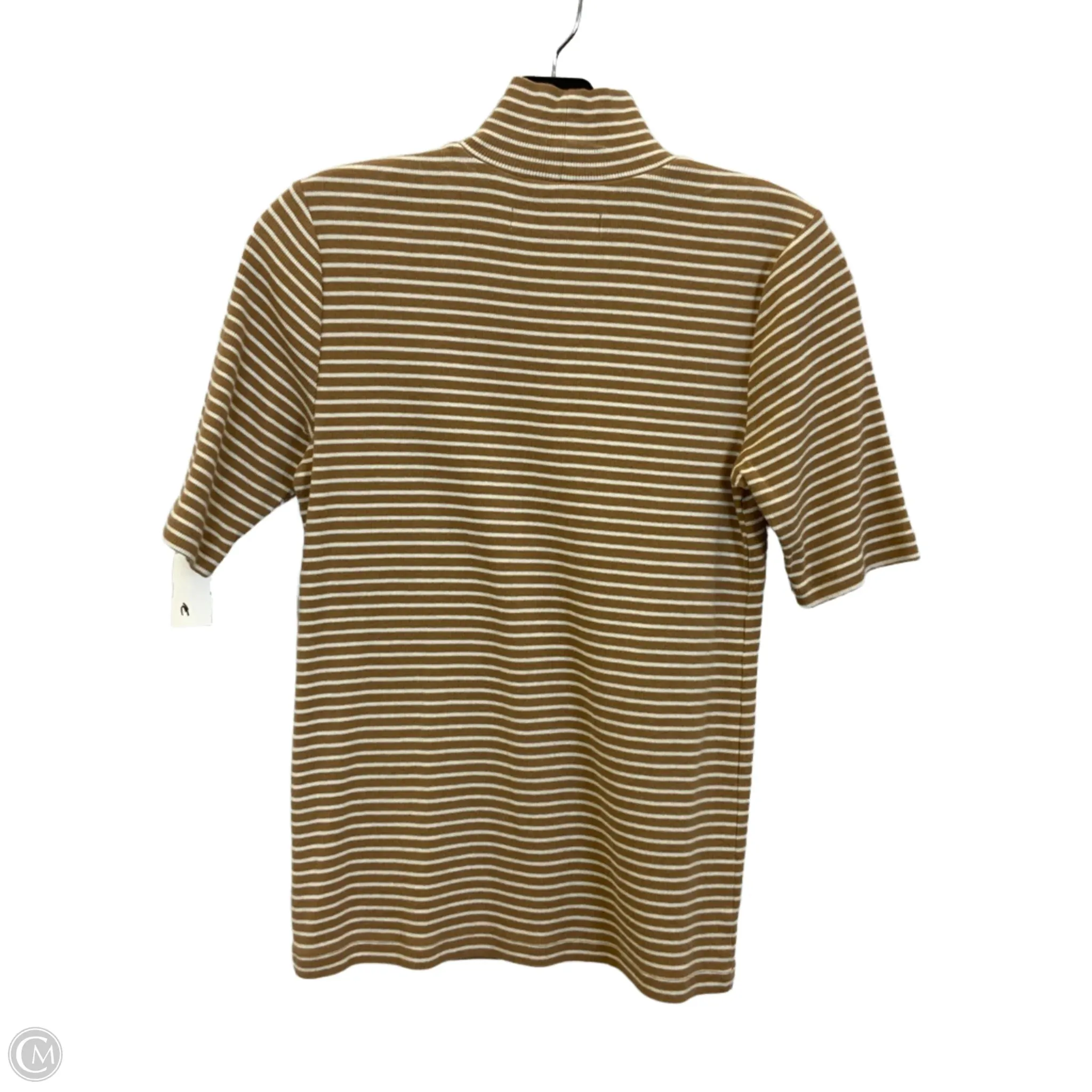 Top Short Sleeve Basic By Loft In Tan & White, Size: S