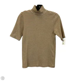Top Short Sleeve Basic By Loft In Tan & White, Size: S