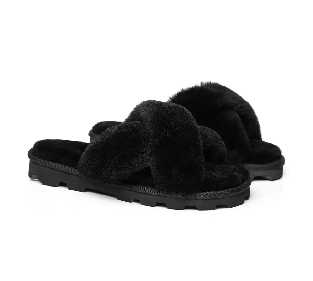 Women Cross Fluffy Slides Nancy